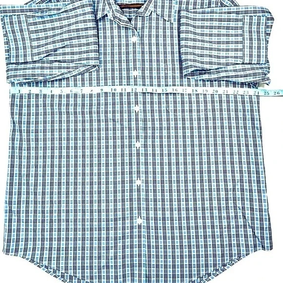 LL Bean, Wrinkle Free Plaid, Long Sleeve Baby Blue/White Plaid, Men's‎ XL - Picture 5 of 7